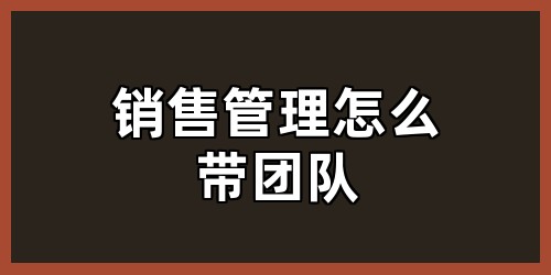 销售管理怎么带团队